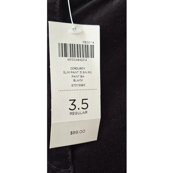 chico's Corduroy Slim Leg Black Casual Pants Size 3.5 = XL Size 18 Cotton $89 - Picture 3 of 9